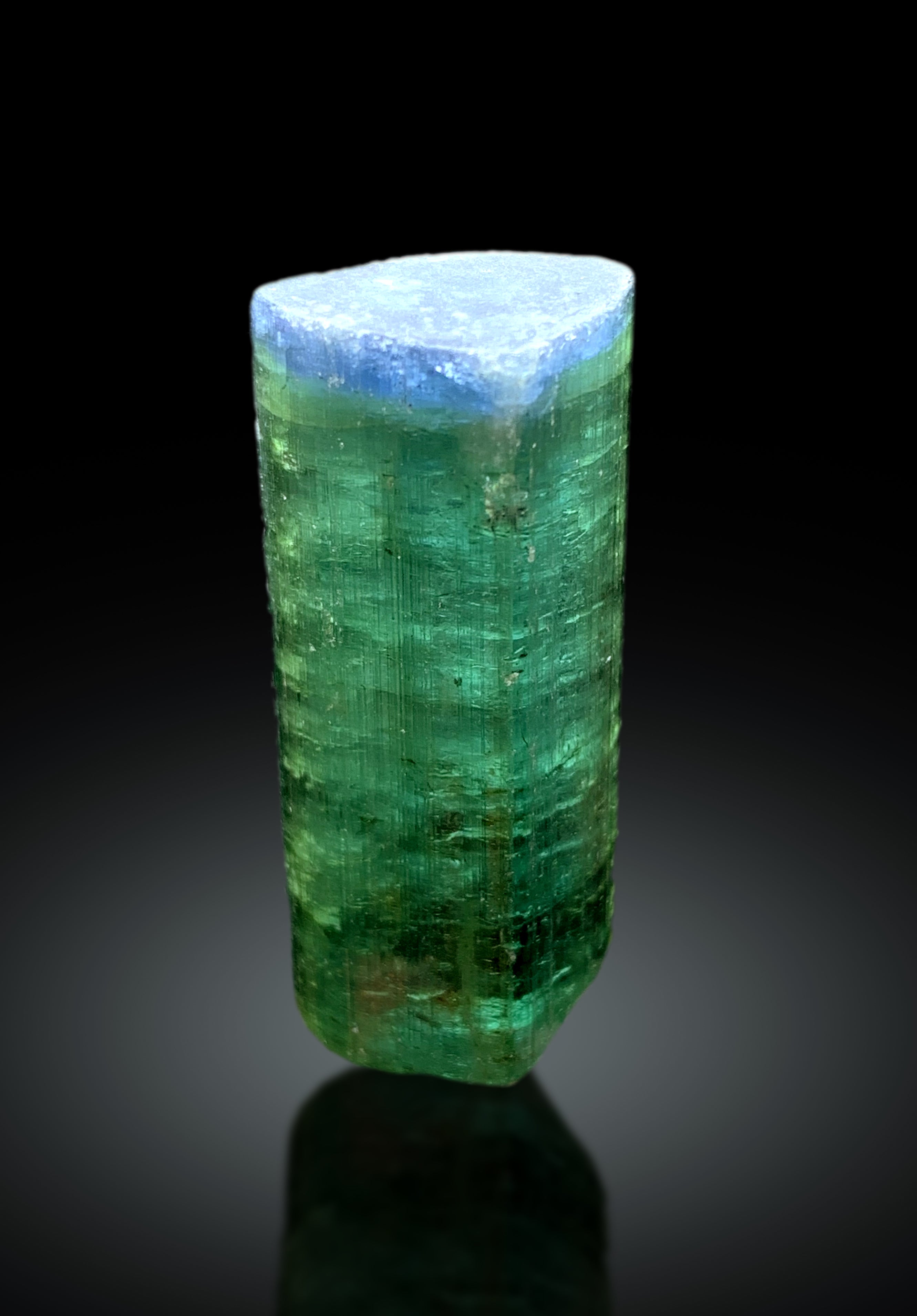 Blue Cap Green Tourmaline Crystal from Paprok Afghanistan - 124.20 carats