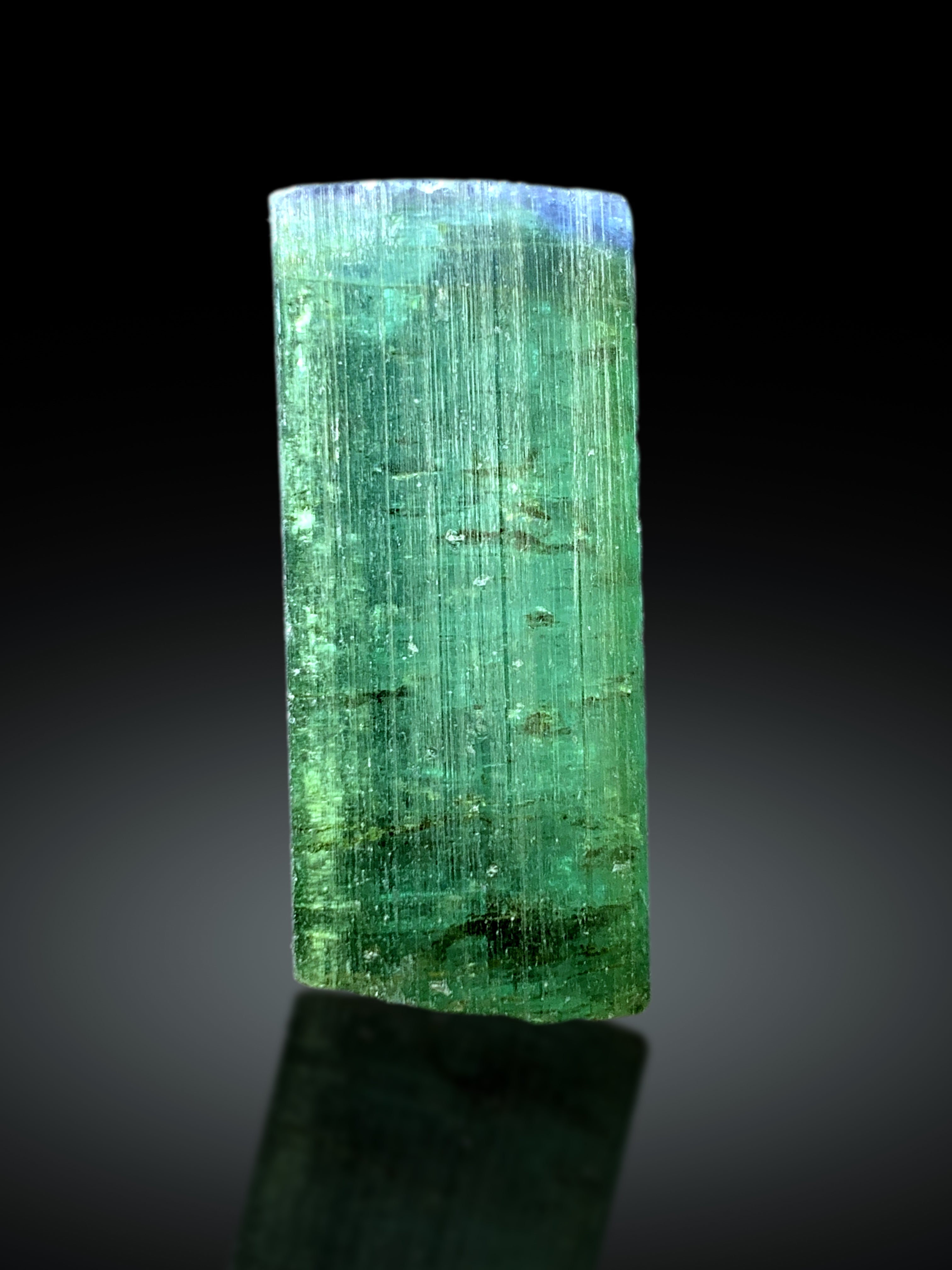 Blue Cap Green Tourmaline Crystal from Paprok Afghanistan - 124.20 carats