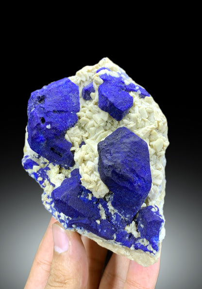 Blue Lazurite on Calcite matrix from Afghanistan, 617 gram