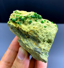 Lush Green Demantoid Garnet Crystals Cluster on Matrix, Garnet Specimen - 150 gram