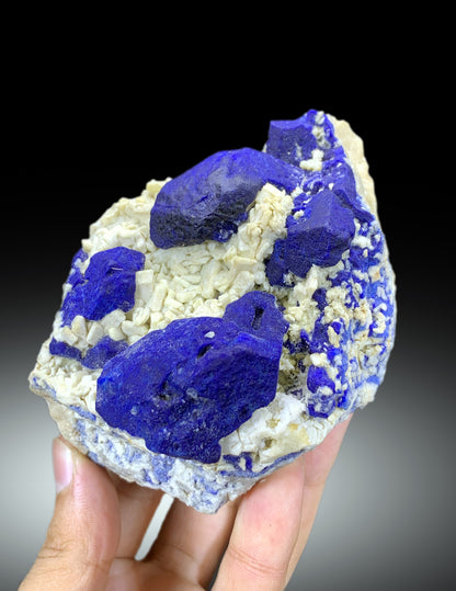 Blue Lazurite on Calcite matrix from Afghanistan, 617 gram