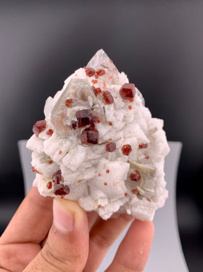 Red Spessartine Garnet Crystals with Muscovite , Quartz and Feldspar from Pakistan - 176 gram