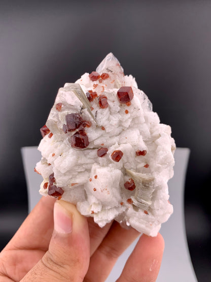 Red Spessartine Garnet Crystals with Muscovite , Quartz and Feldspar from Pakistan - 176 gram