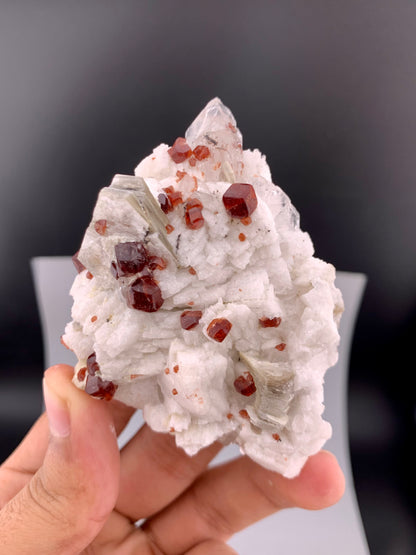 Red Spessartine Garnet Crystals with Muscovite , Quartz and Feldspar from Pakistan - 176 gram