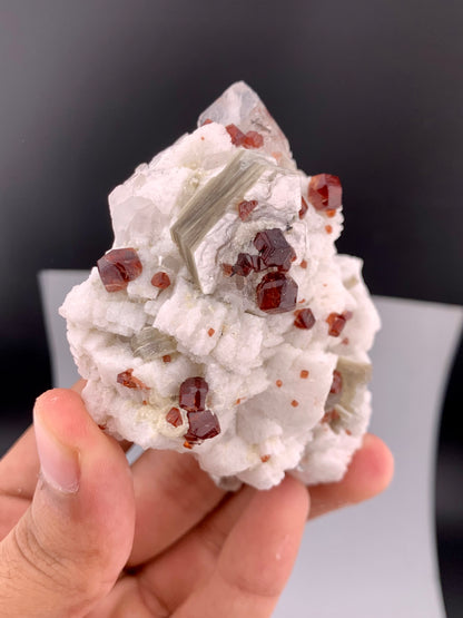 Red Spessartine Garnet Crystals with Muscovite , Quartz and Feldspar from Pakistan - 176 gram