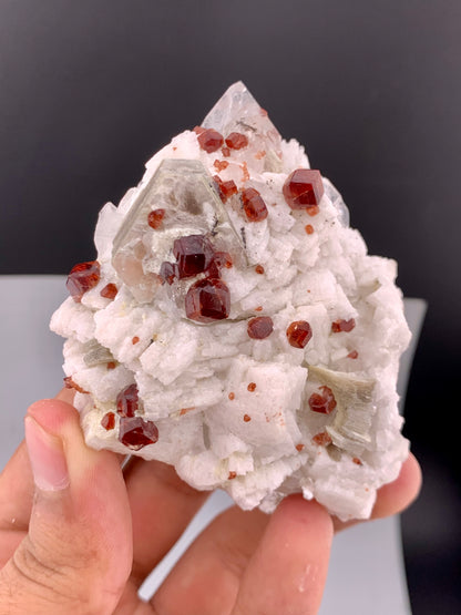 Red Spessartine Garnet Crystals with Muscovite , Quartz and Feldspar from Pakistan - 176 gram