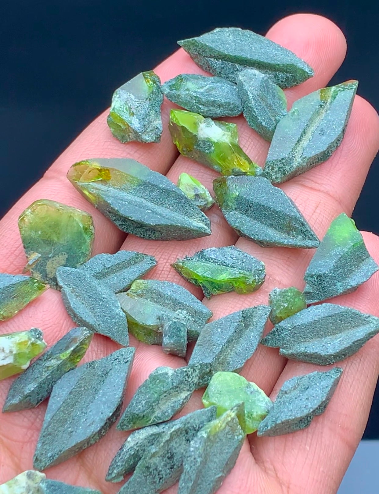 Lush Green Sphene Titanite Crystals Parcel from Skardu Pakistan - 60 grams