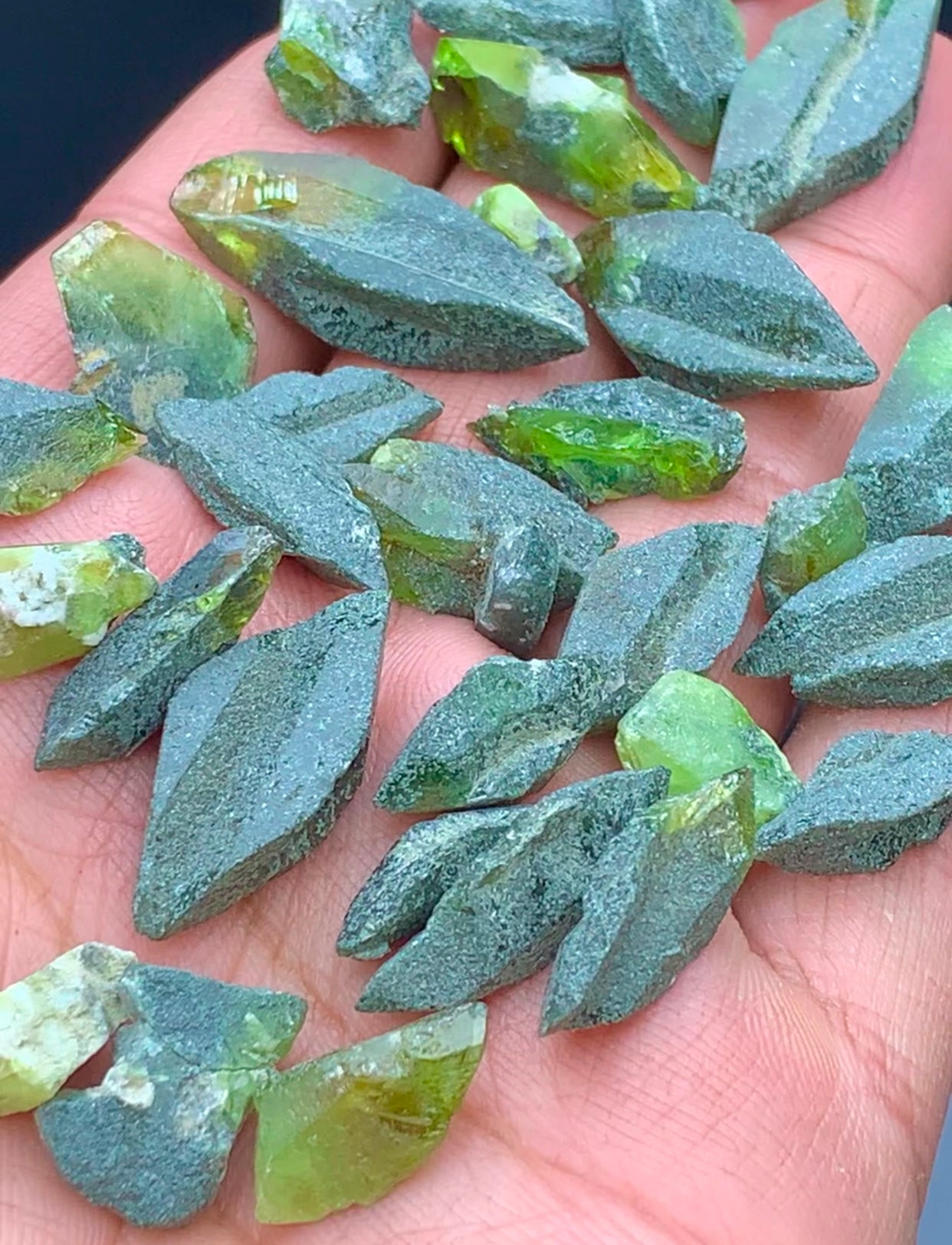 Lush Green Sphene Titanite Crystals Parcel from Skardu Pakistan - 60 grams