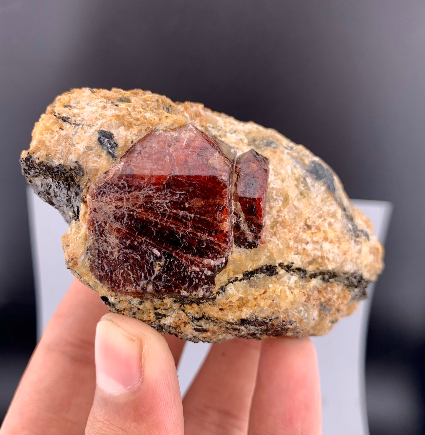 Red Zircon Crystals On Matrix From Afghanistan - 225 Grams