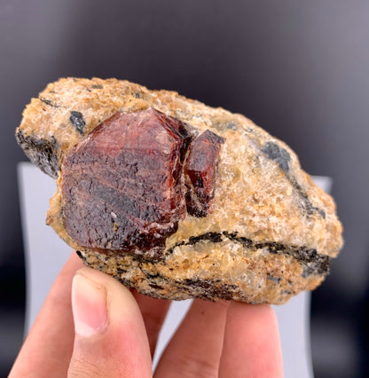 Red Zircon Crystals On Matrix From Afghanistan - 225 Grams