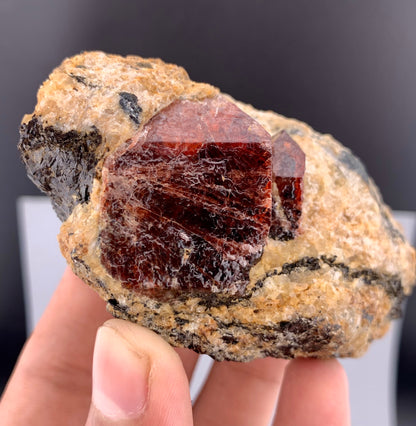 Red Zircon Crystals On Matrix From Afghanistan - 225 Grams