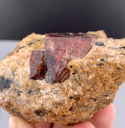 Red Zircon Crystals On Matrix From Afghanistan - 225 Grams
