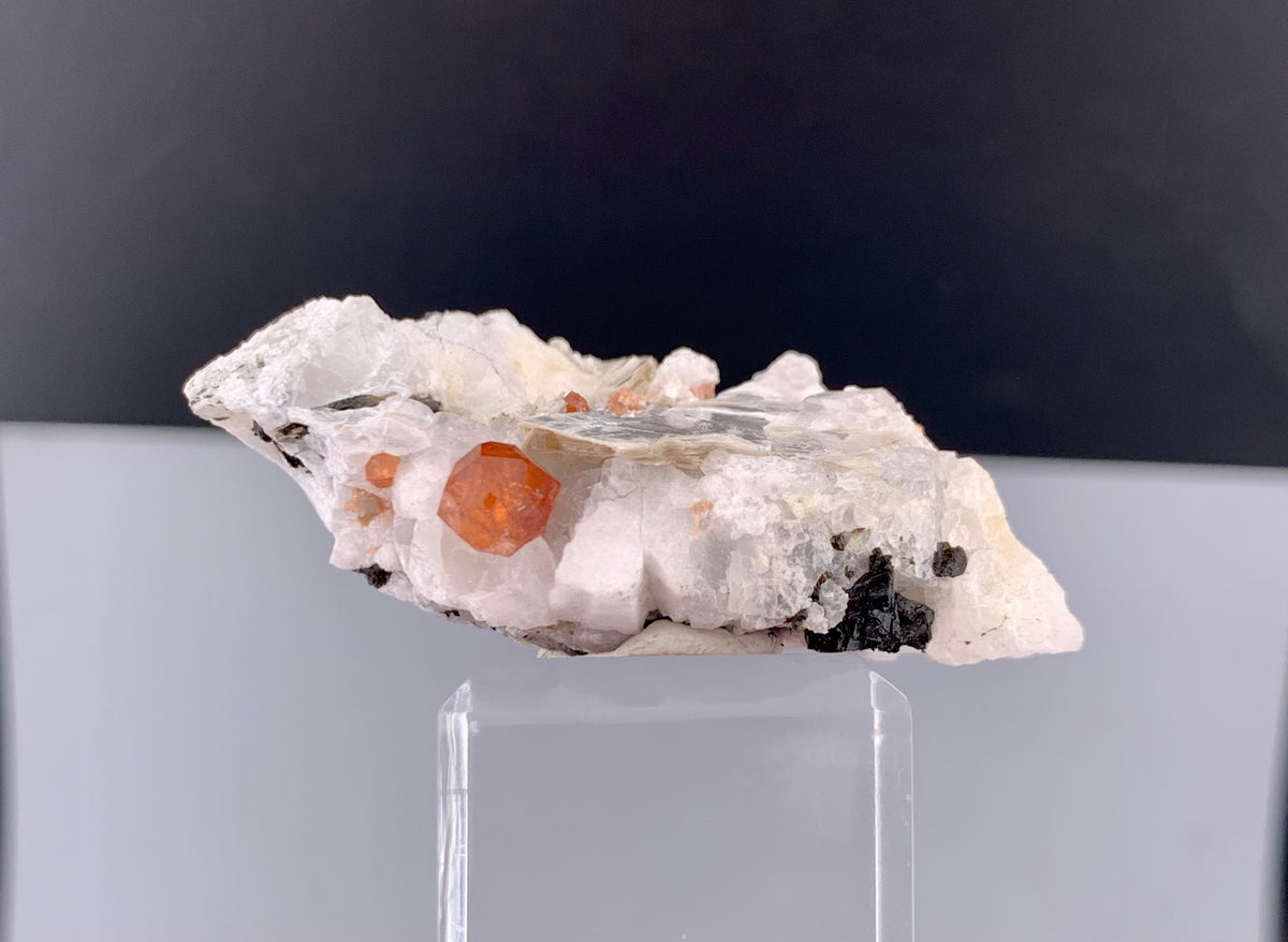 Orange Garnet Crystals With Quartz and Mica On Matrix From Pakistan - 23 Grams
