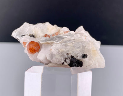 Orange Garnet Crystals With Quartz and Mica On Matrix From Pakistan - 23 Grams