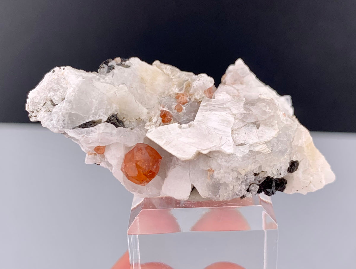 Orange Garnet Crystals With Quartz and Mica On Matrix From Pakistan - 23 Grams