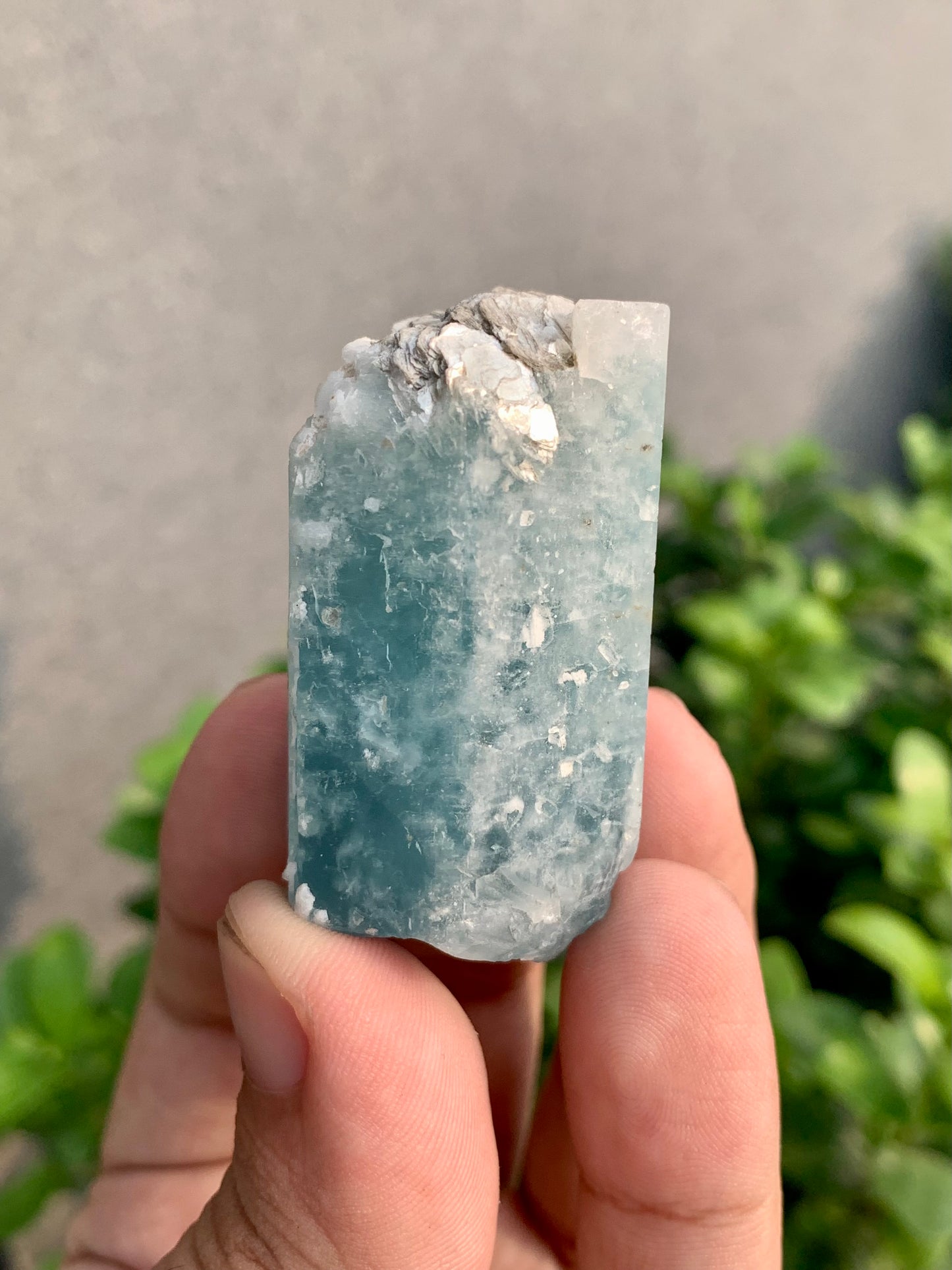 Blue Aquamarine Crystal With Mica From Pakistan - 64 Grams