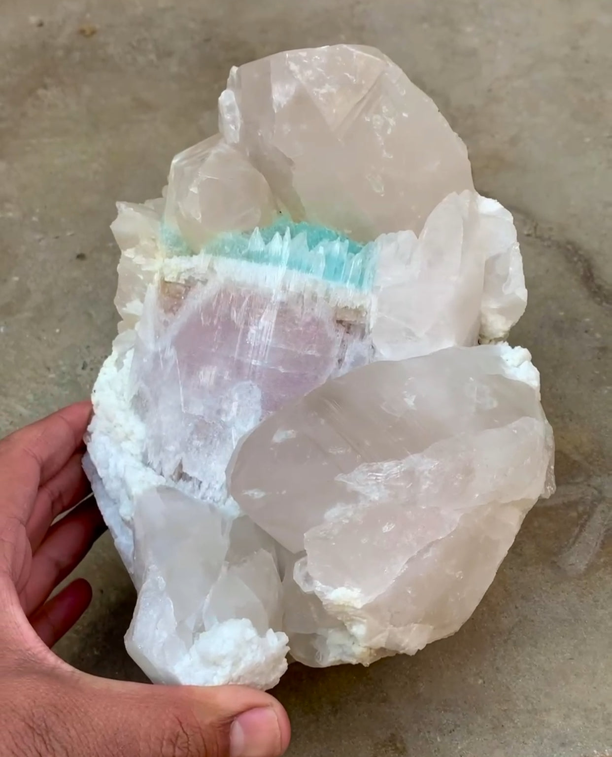Bicolor Beryl, Etched AquaMorganite Crystal, Bicolor Morganite on Quartz from Pakistan - 6.8 kg