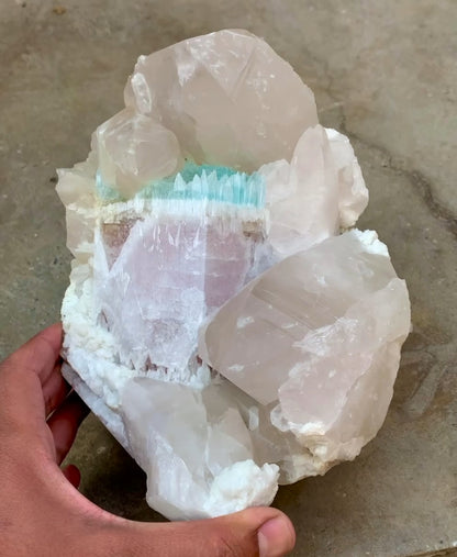 Bicolor Beryl, Etched AquaMorganite Crystal, Bicolor Morganite on Quartz from Pakistan - 6.8 kg