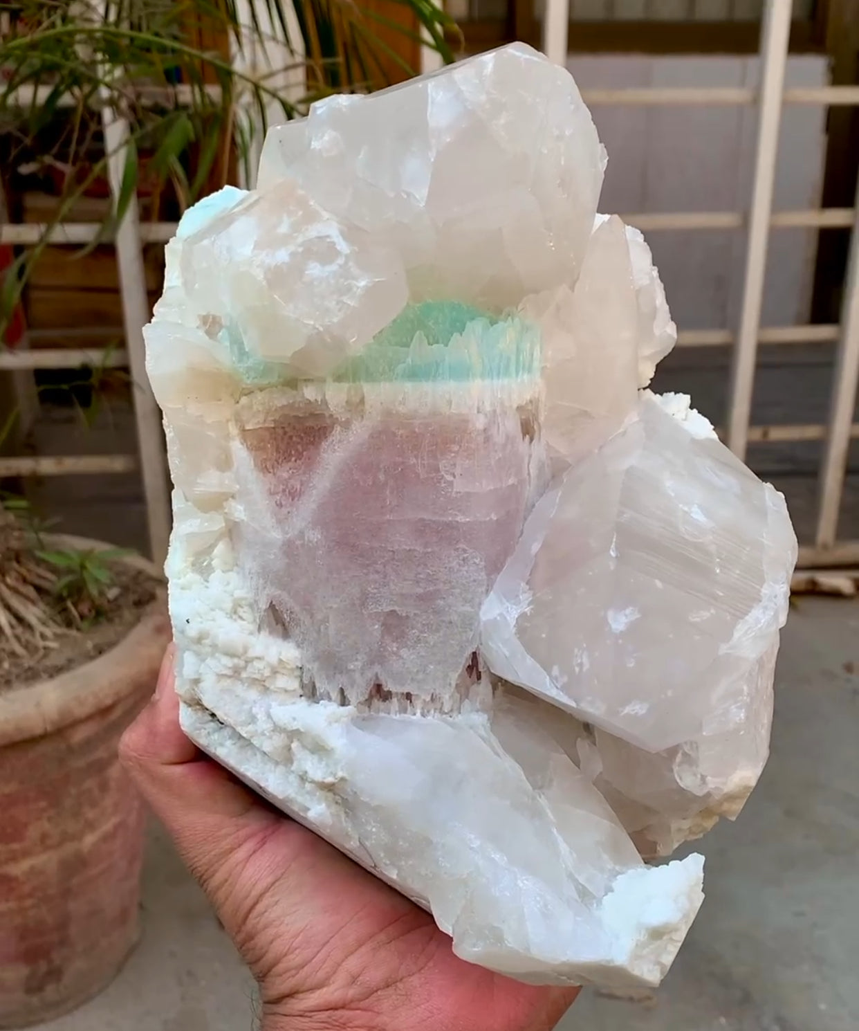 Bicolor Beryl, Etched AquaMorganite Crystal, Bicolor Morganite on Quartz from Pakistan - 6.8 kg