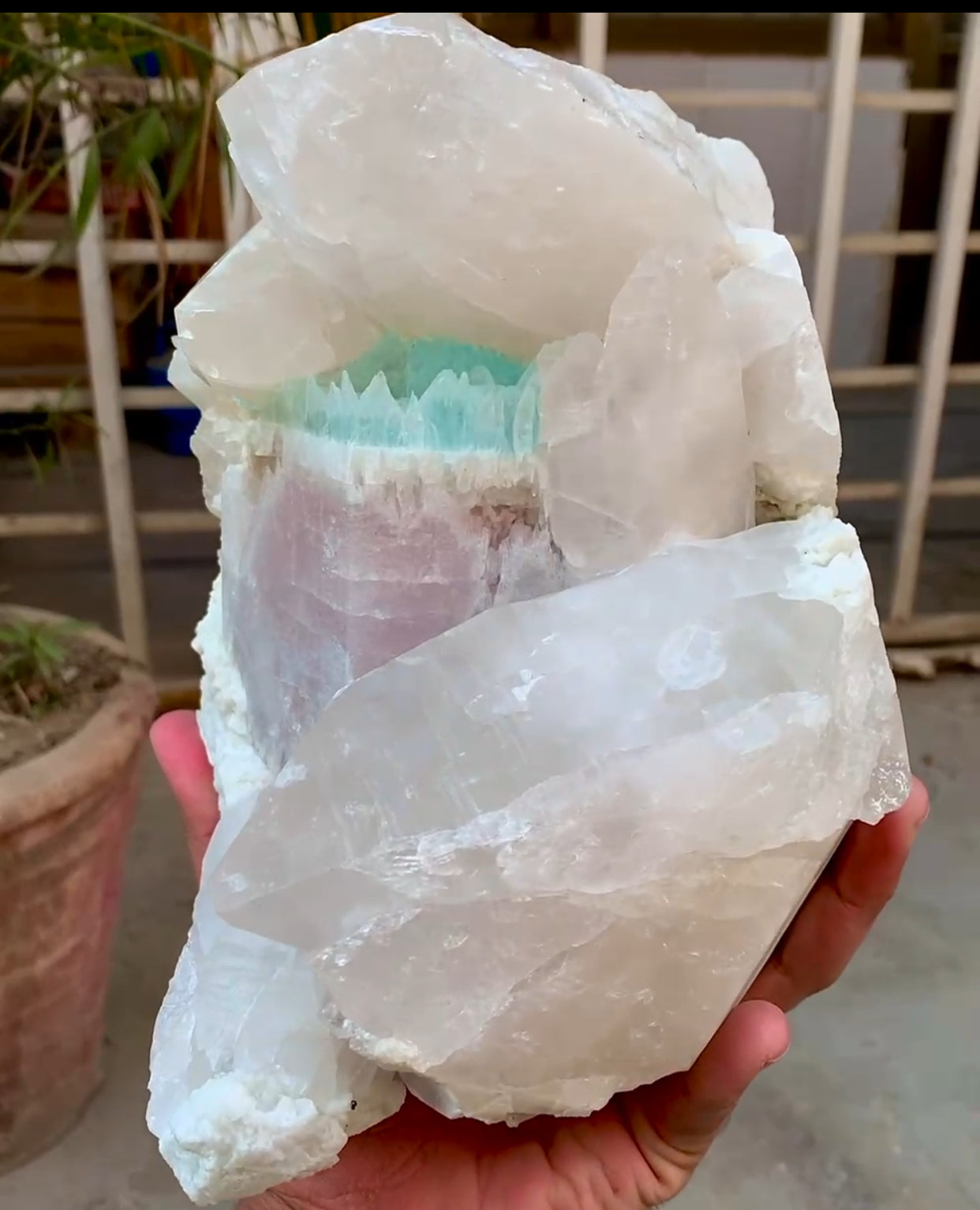 Bicolor Beryl, Etched AquaMorganite Crystal, Bicolor Morganite on Quartz from Pakistan - 6.8 kg