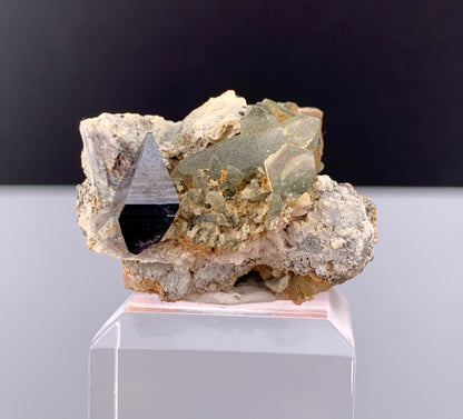 Rare Black Anatase Crystal With Chlorine Quartz On Matrix From Pakistan - 47.95 Carats