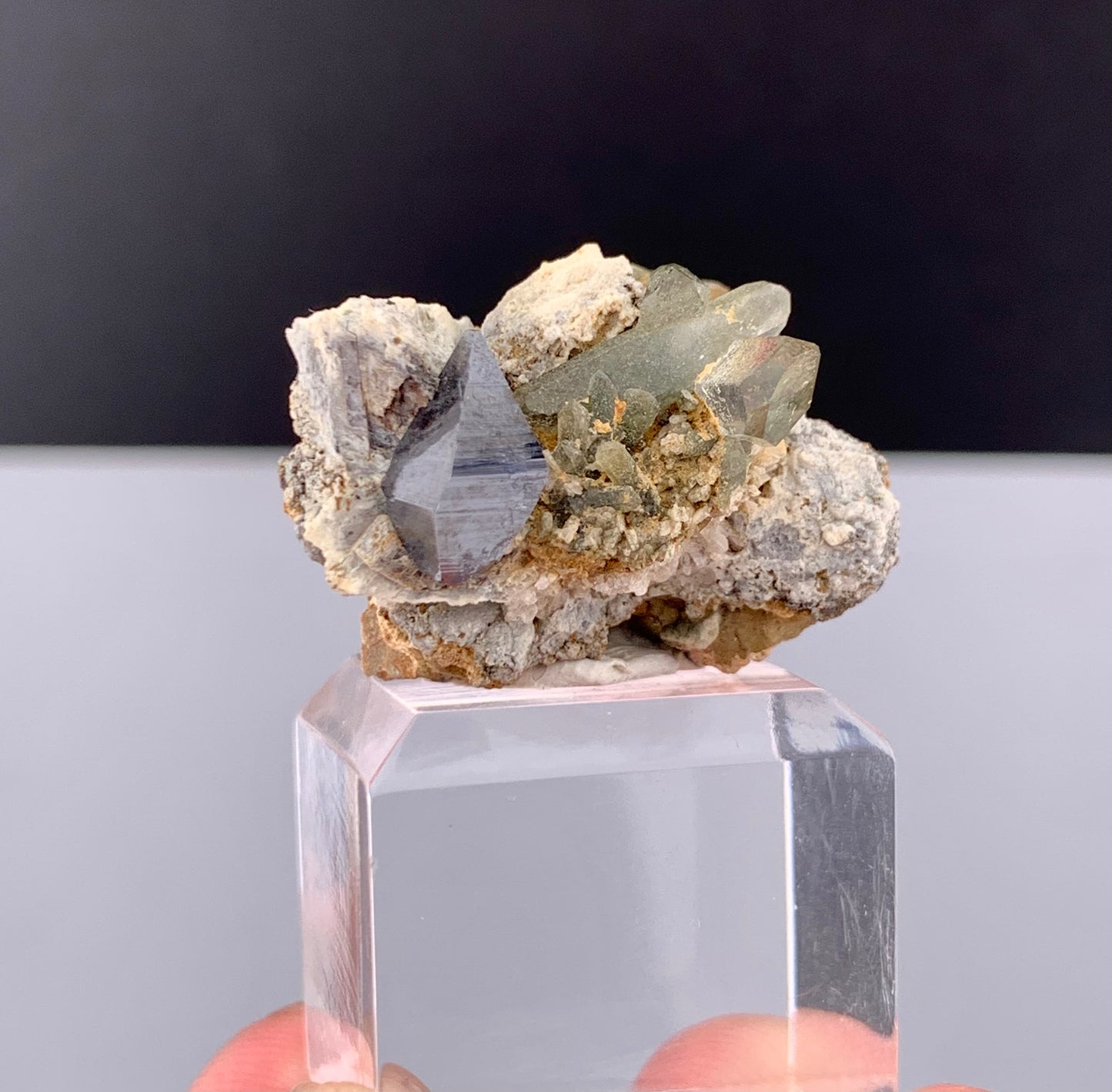 Rare Black Anatase Crystal With Chlorine Quartz On Matrix From Pakistan - 47.95 Carats