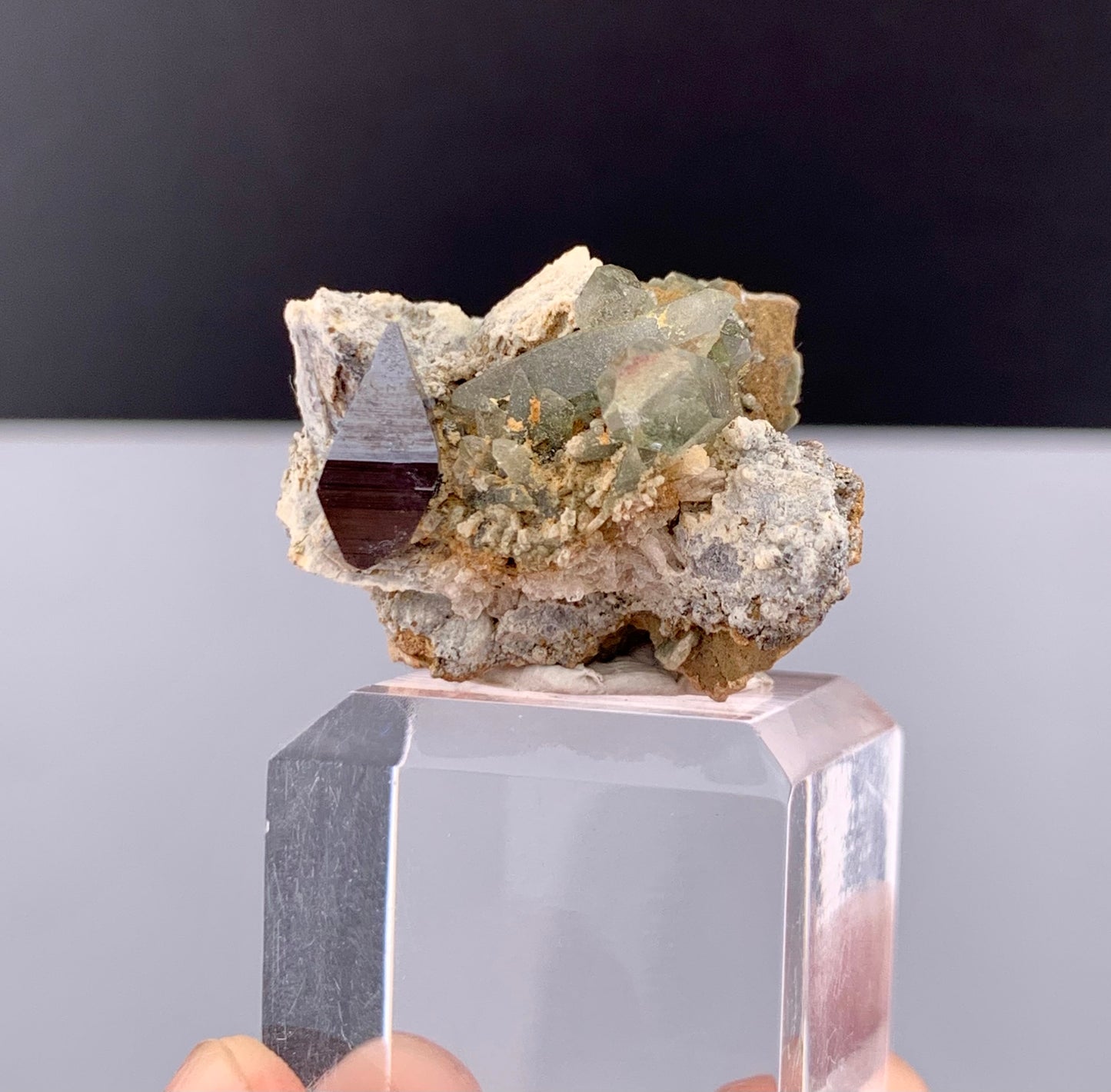 Rare Black Anatase Crystal With Chlorine Quartz On Matrix From Pakistan - 47.95 Carats