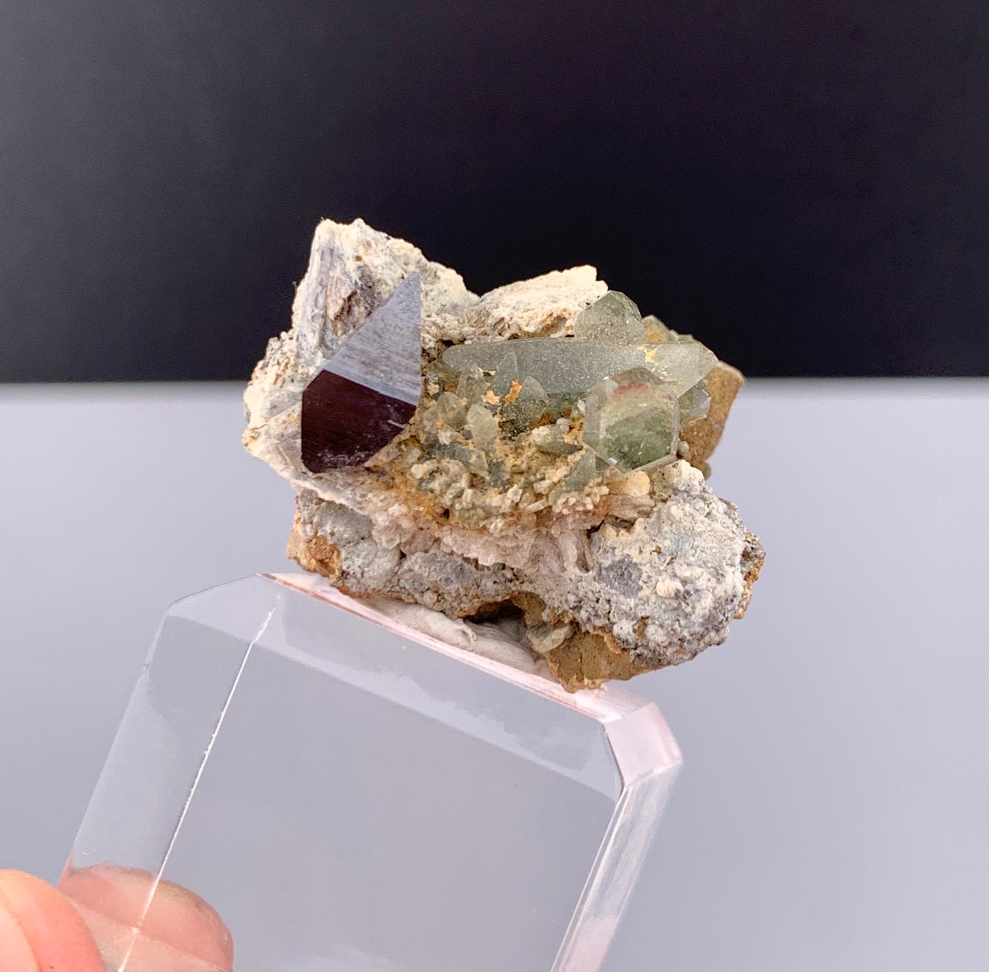 Rare Black Anatase Crystal With Chlorine Quartz On Matrix From Pakistan - 47.95 Carats