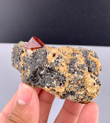 Red Zircon Crystals On Matrix From Afghanistan - 116 Grams