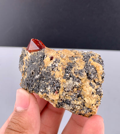 Red Zircon Crystals On Matrix From Afghanistan - 116 Grams
