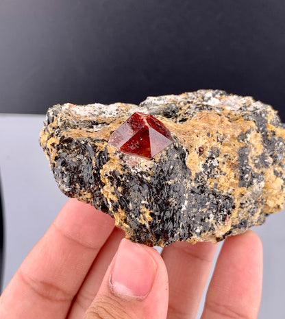 Red Zircon Crystals On Matrix From Afghanistan - 116 Grams