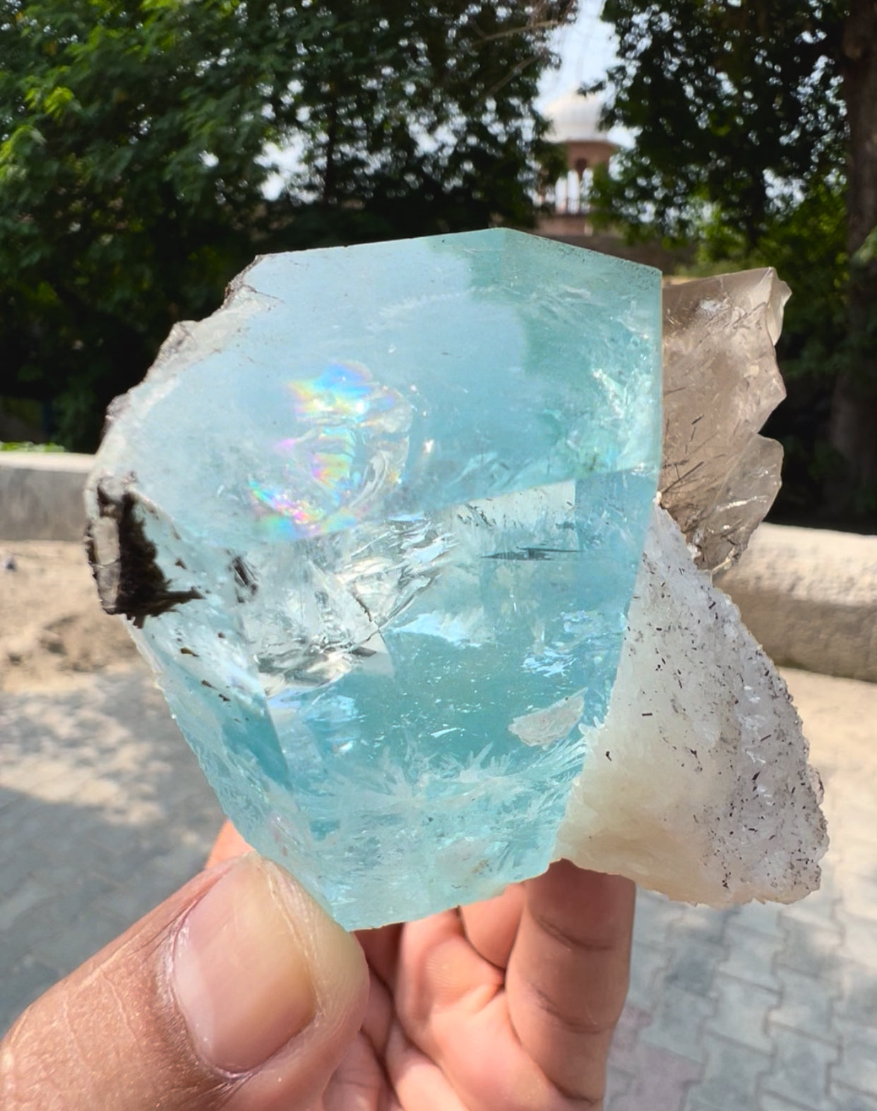 Top Grade Gemmy Aquamarine on Albite and Quartz from Shigar valley Pakistan - 317 gram