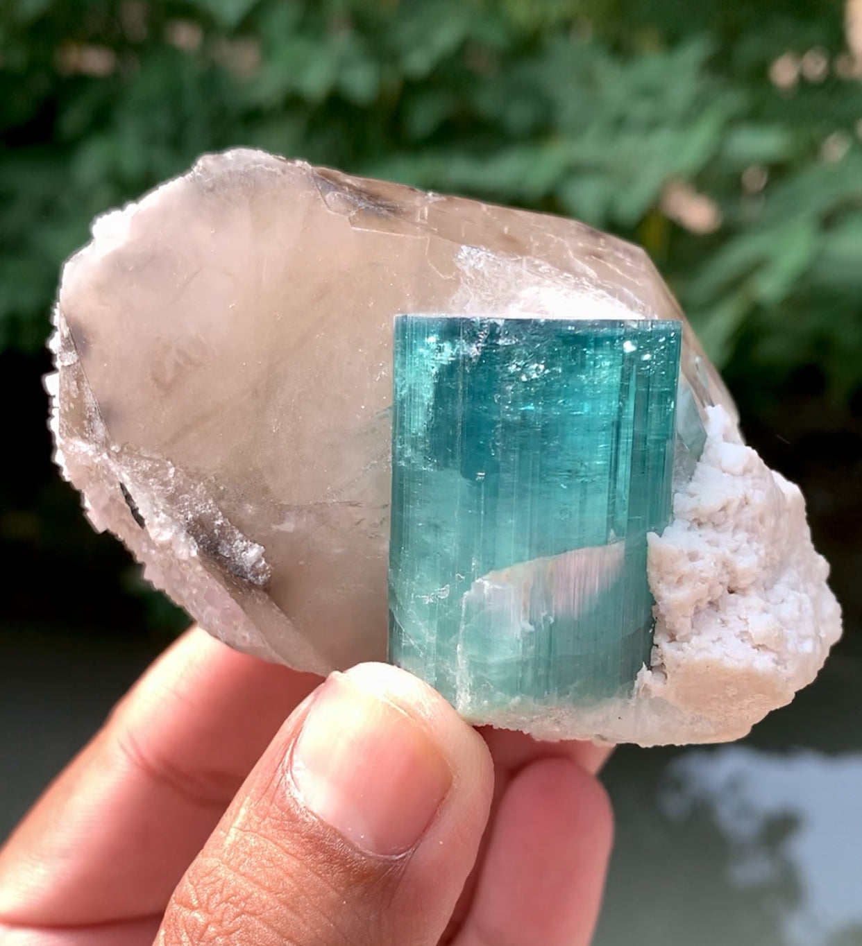 Indicolite Blue Tourmaline with Pink Apaite on Quartz from Kunar, valley Afghanistan - 364 gram