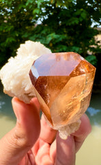 Rich Golden Color Topaz Crystal on Cleavelandite Albite from Pakistan - 136 gram