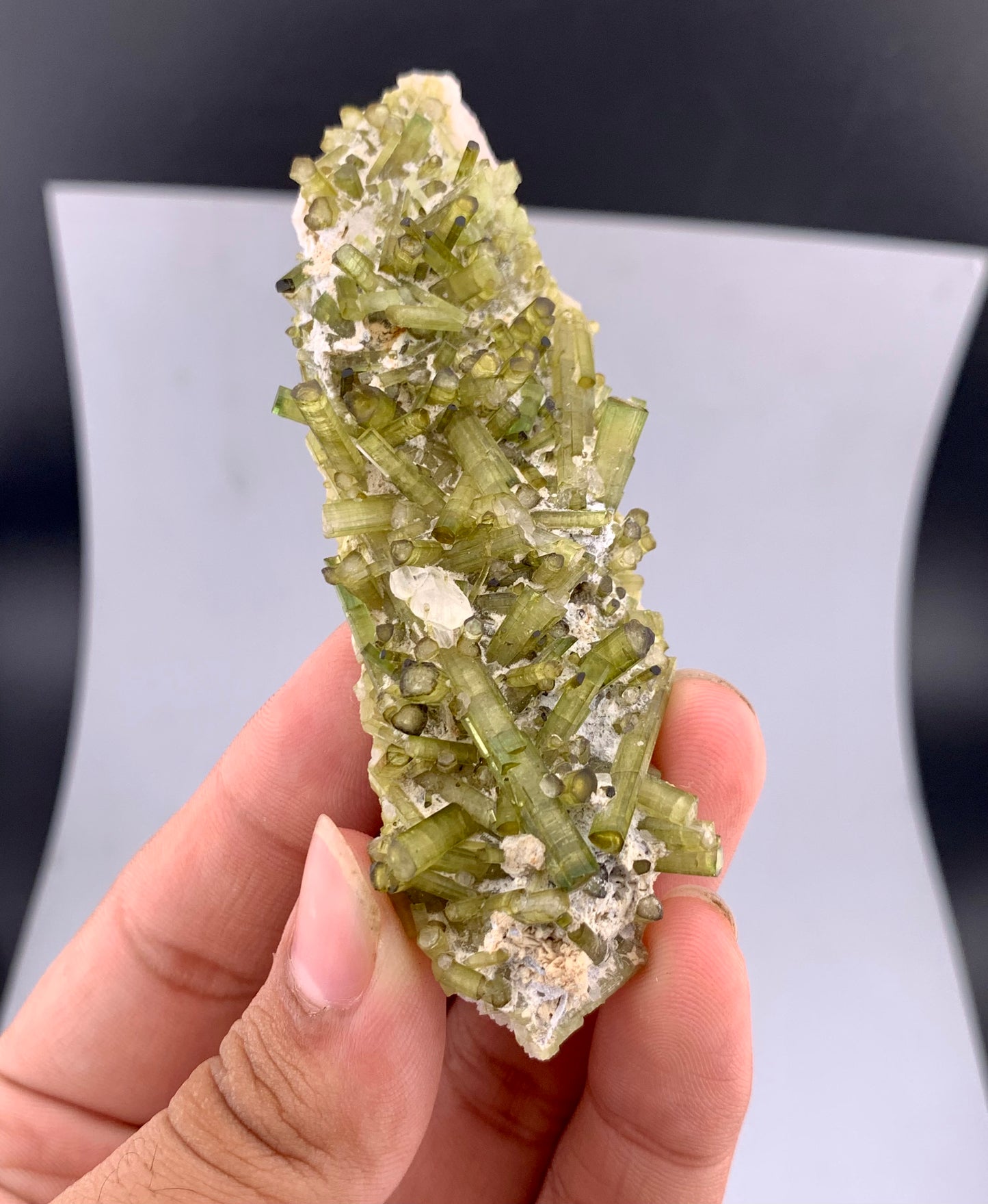 Green Tourmaline Crystals Cluster on matrix from Chapu Mine Pakistan - 43 gram