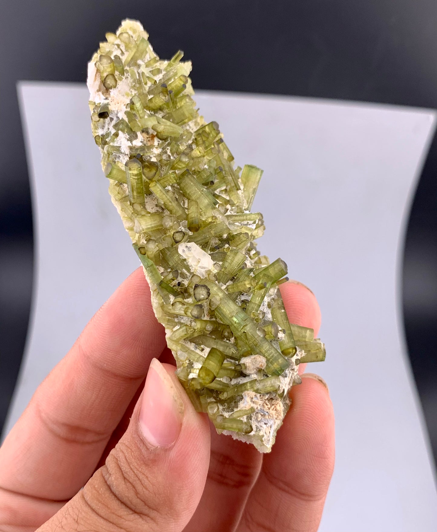 Green Tourmaline Crystals Cluster on matrix from Chapu Mine Pakistan - 43 gram