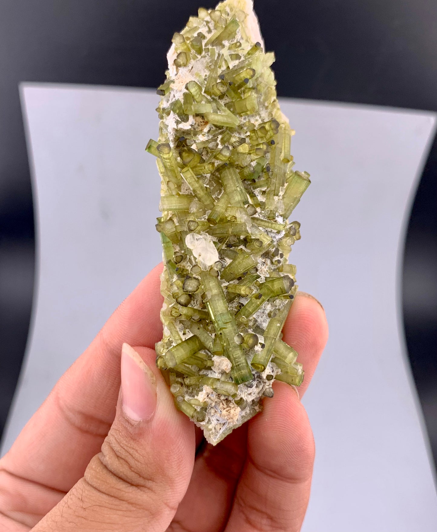 Green Tourmaline Crystals Cluster on matrix from Chapu Mine Pakistan - 43 gram