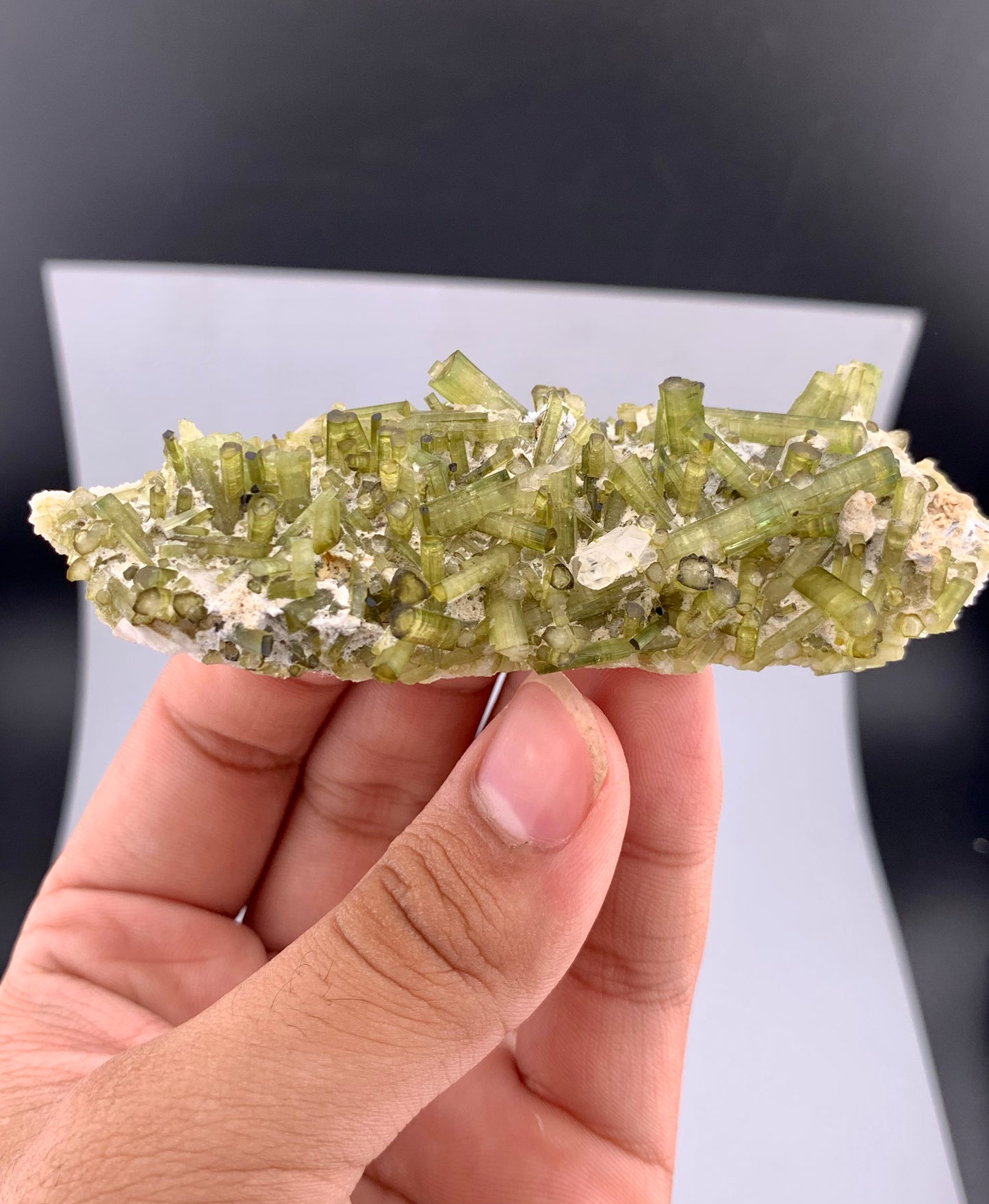 Green Tourmaline Crystals Cluster on matrix from Chapu Mine Pakistan - 43 gram