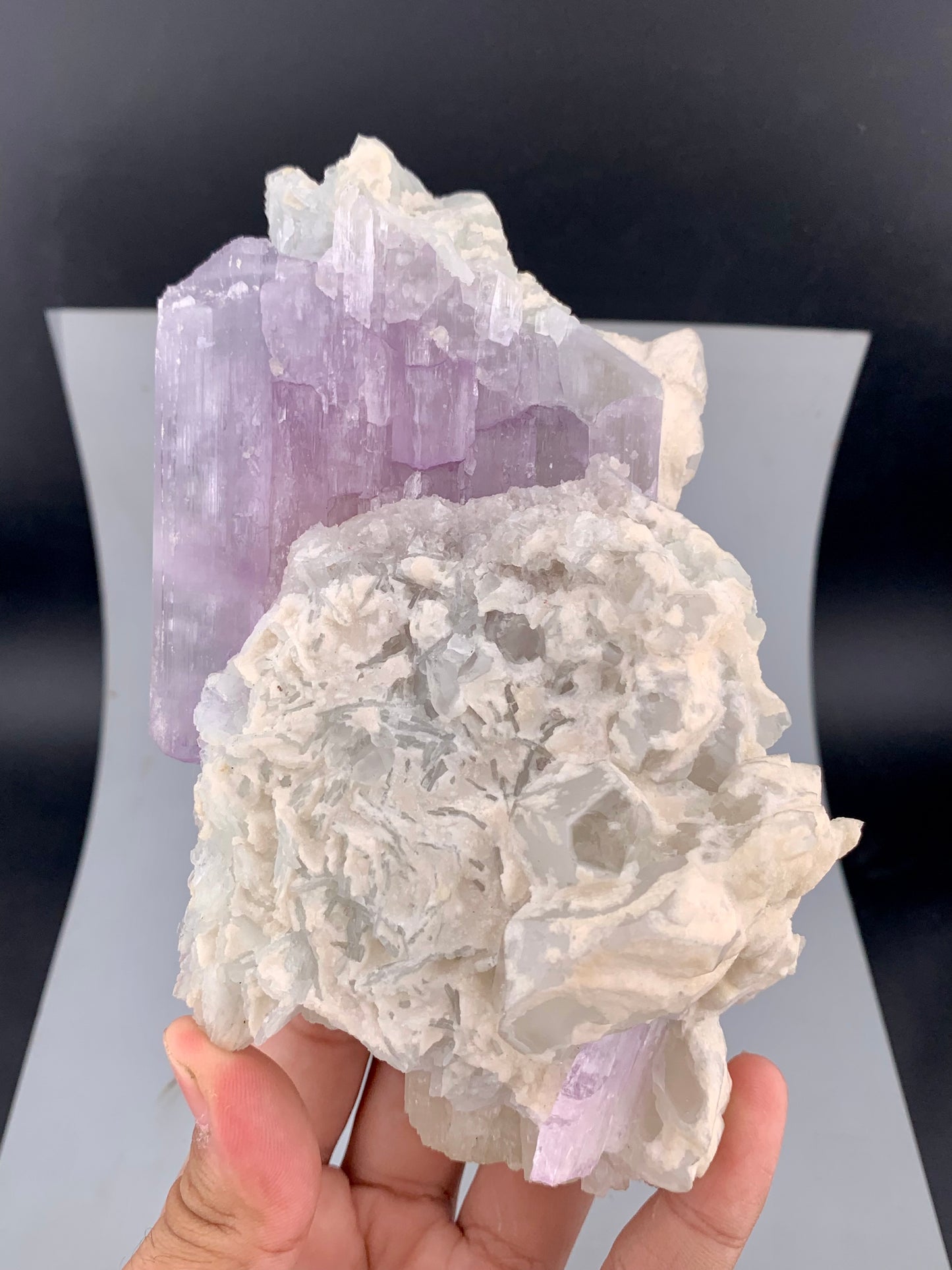 Pink Kunzite Crystal with Cleavelandite Albite And Quartz From Afghanistan - 606 Grams