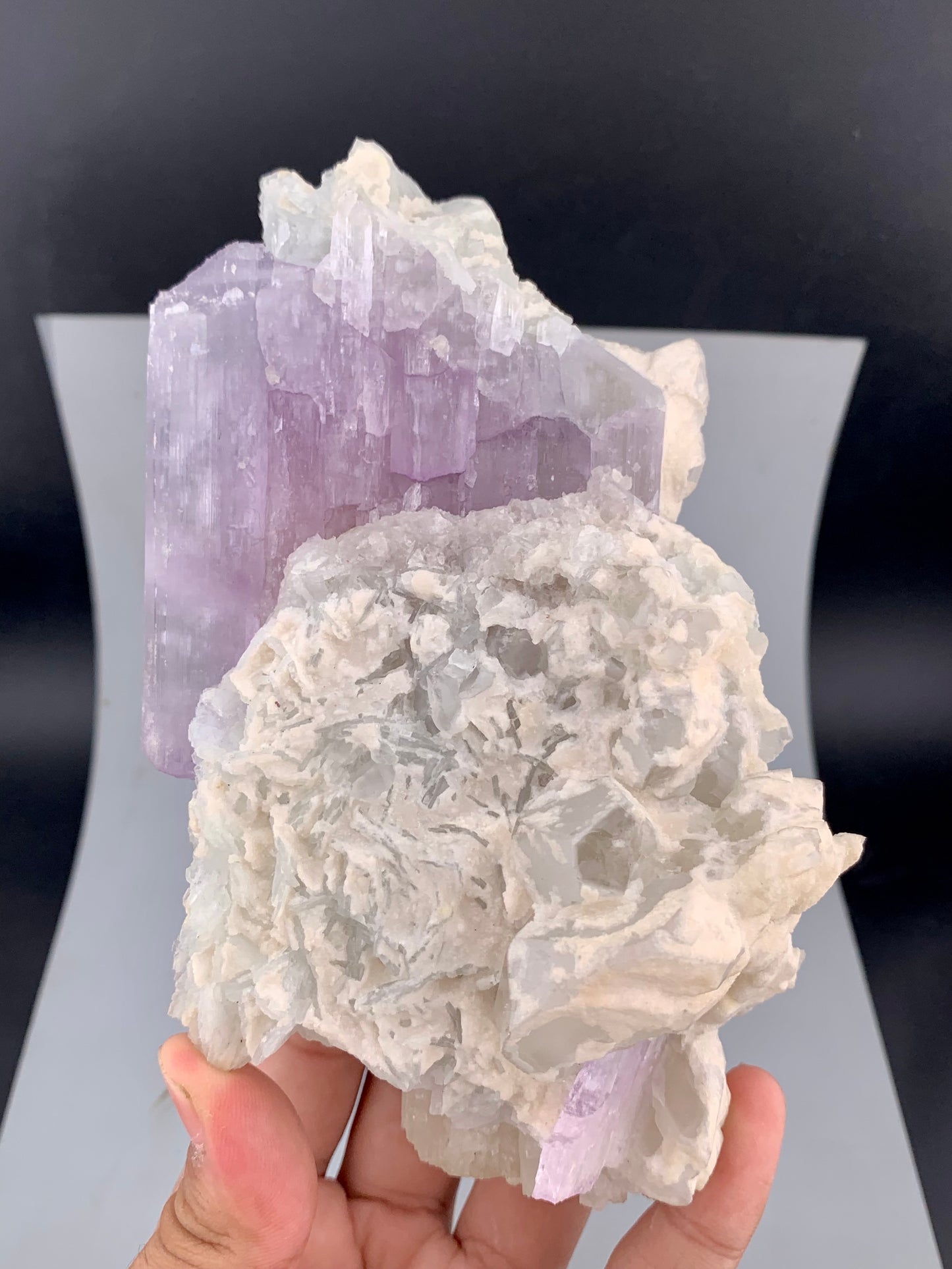 Pink Kunzite Crystal with Cleavelandite Albite And Quartz From Afghanistan - 606 Grams