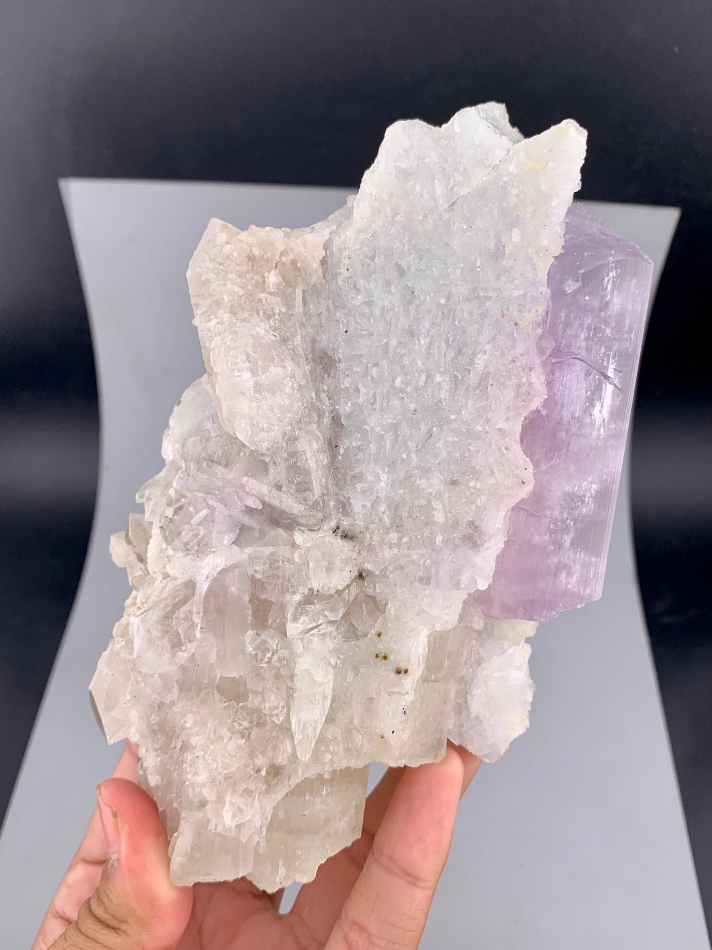 Pink Kunzite Crystal with Cleavelandite Albite And Quartz From Afghanistan - 606 Grams