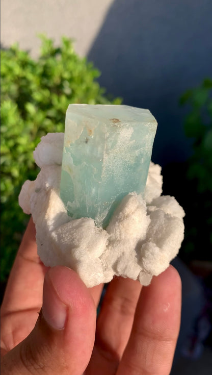 Blue Aquamarine Crystals With Feldspar and Quartz from Pakistan - 145 grams