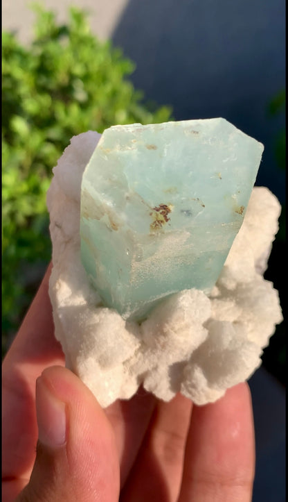 Blue Aquamarine Crystals With Feldspar and Quartz from Pakistan - 145 grams