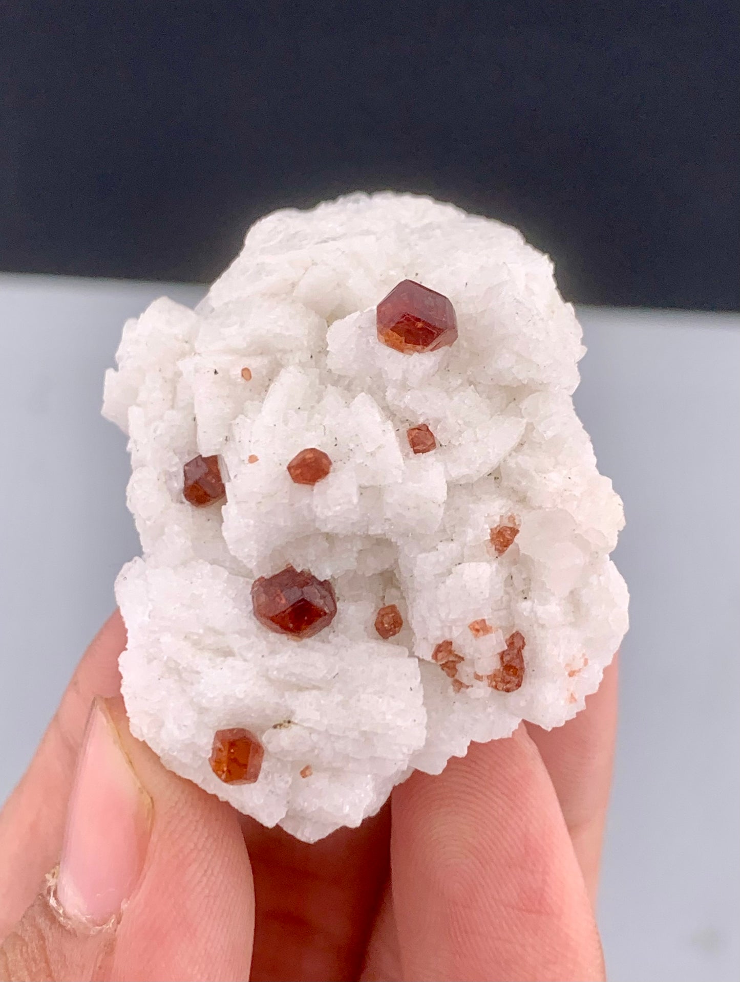 Spessartite Garnet Crystal With Black Tourmaline On Matrix from Afghanistan - 40 Grams