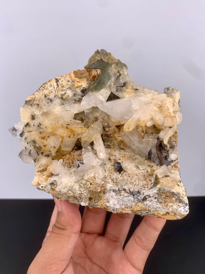 Rare Black Anatase Crystal With Chlorine Quartz On Matrix From Pakistan - 864 Grams