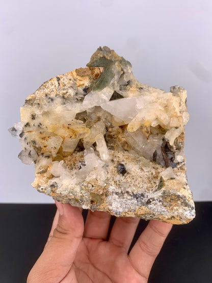 Rare Black Anatase Crystal With Chlorine Quartz On Matrix From Pakistan - 864 Grams