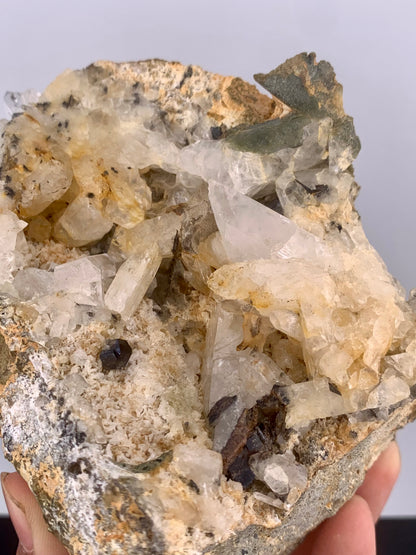 Rare Black Anatase Crystal With Chlorine Quartz On Matrix From Pakistan - 864 Grams