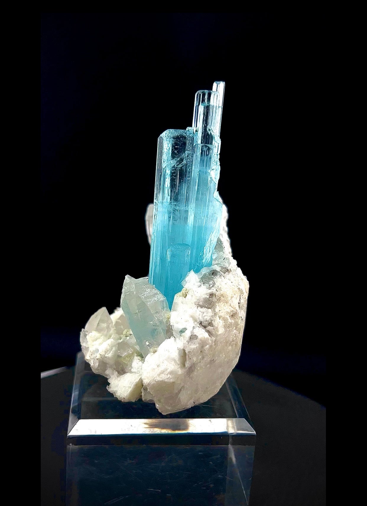 Blue Aquamarine Crystals With Quartz on Matrix from Pakistan - 162 Grams
