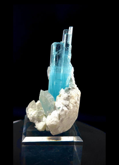 Blue Aquamarine Crystals With Quartz on Matrix from Pakistan - 162 Grams