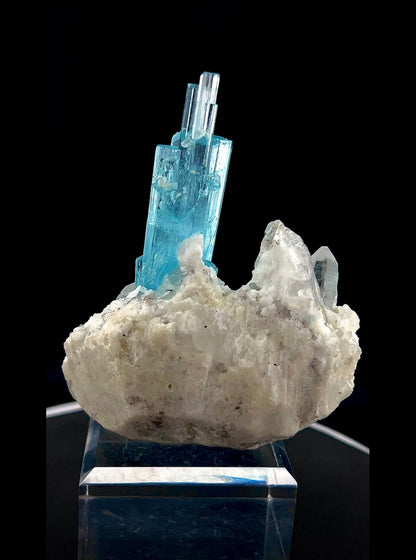 Blue Aquamarine Crystals With Quartz on Matrix from Pakistan - 162 Grams